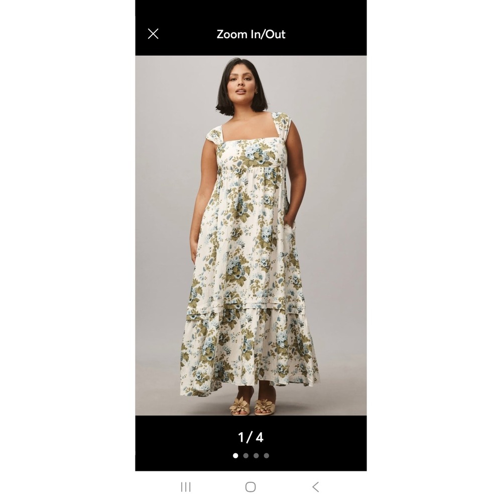 Anthropologie Summer Floral Sleeveless Square Neck Maxi Dress NWT Sz 3X